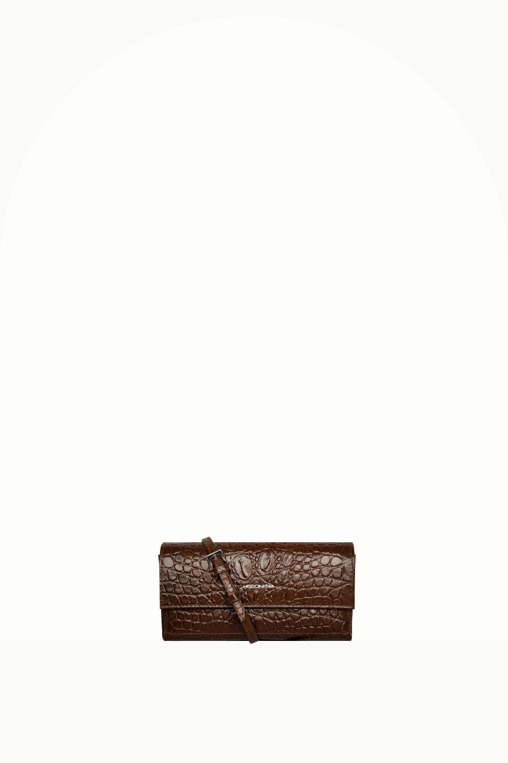 "All in one" 4-in-1 handbag, brown crocodile-embossed leather