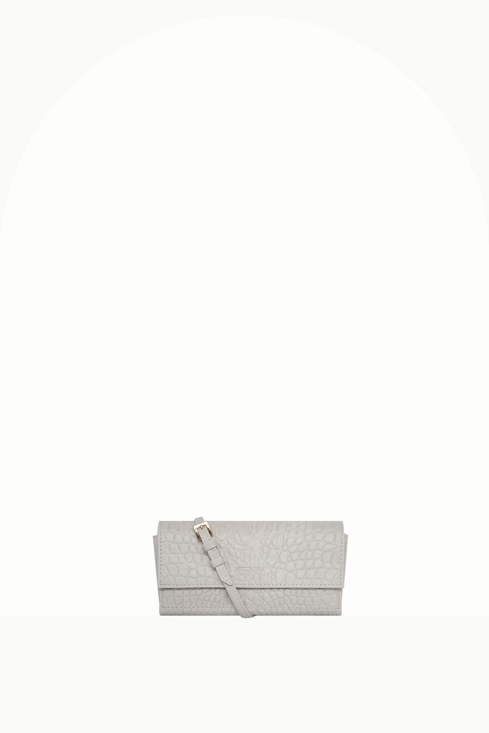 "All in one" 4-in-1 handbag, cream crocodile-embossed leather