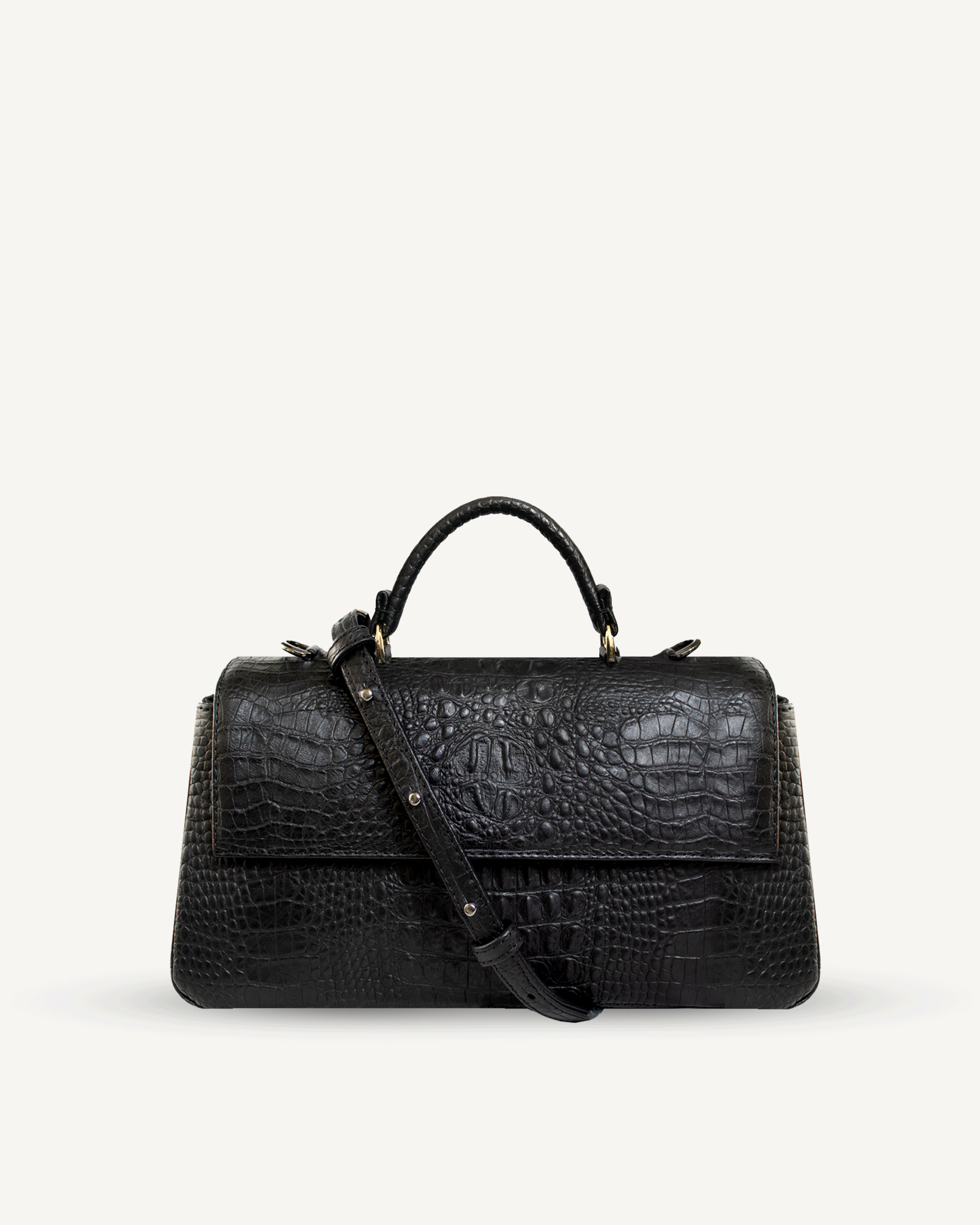 "Audrey M+" crocodile-embossed leather. Several leather colors.