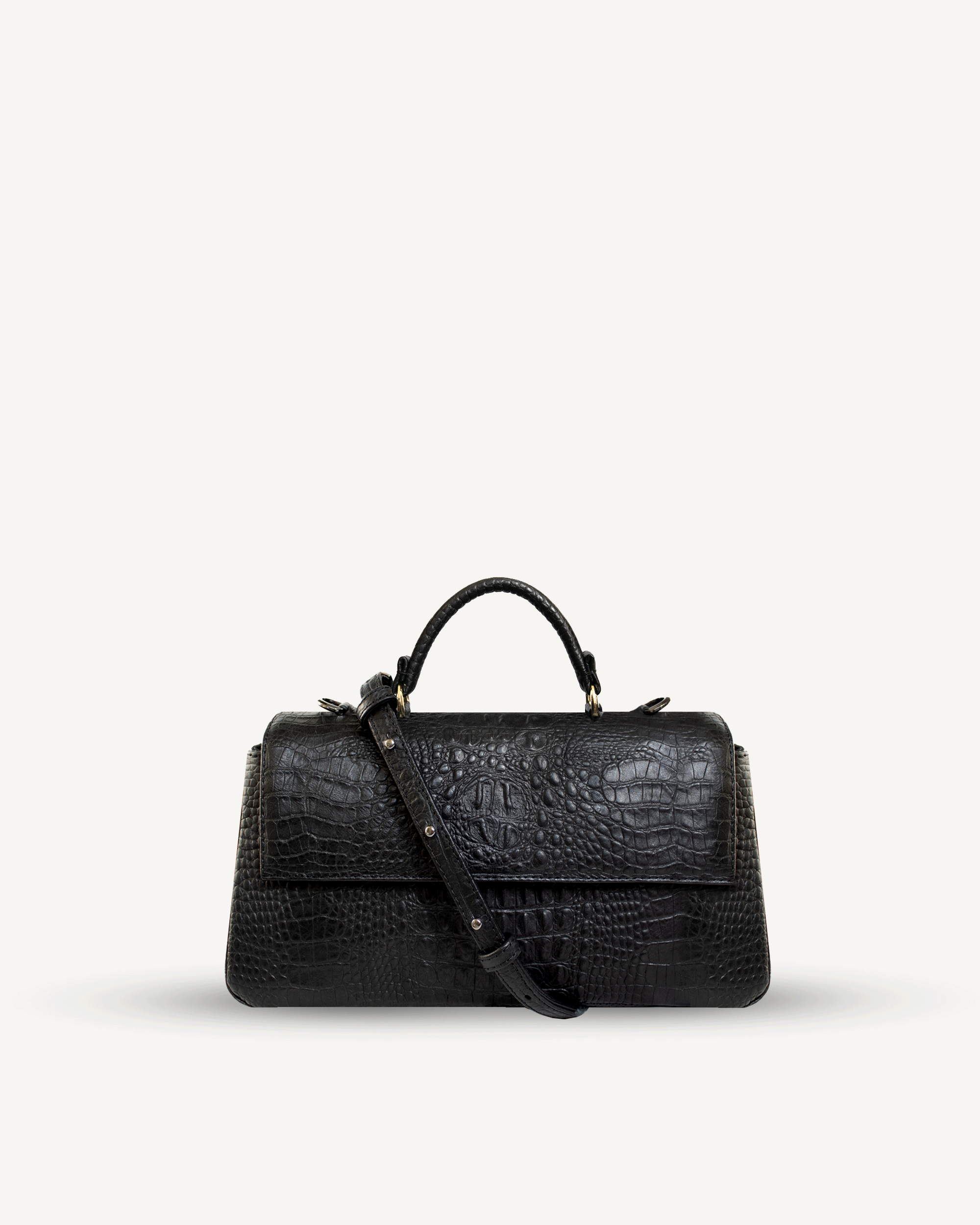 "Audrey" crocodile-embossed leather. Available in several colors.