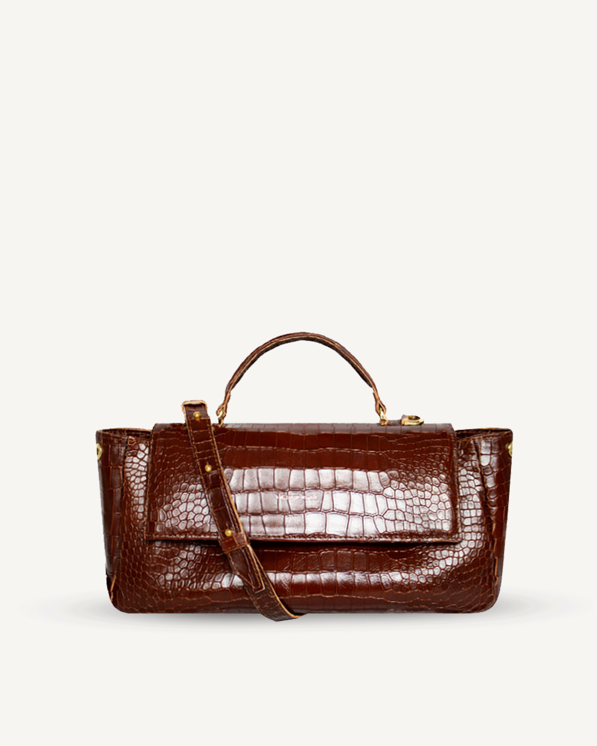 "Audrey Baguette" crocodile-embossed leather. Last piece.