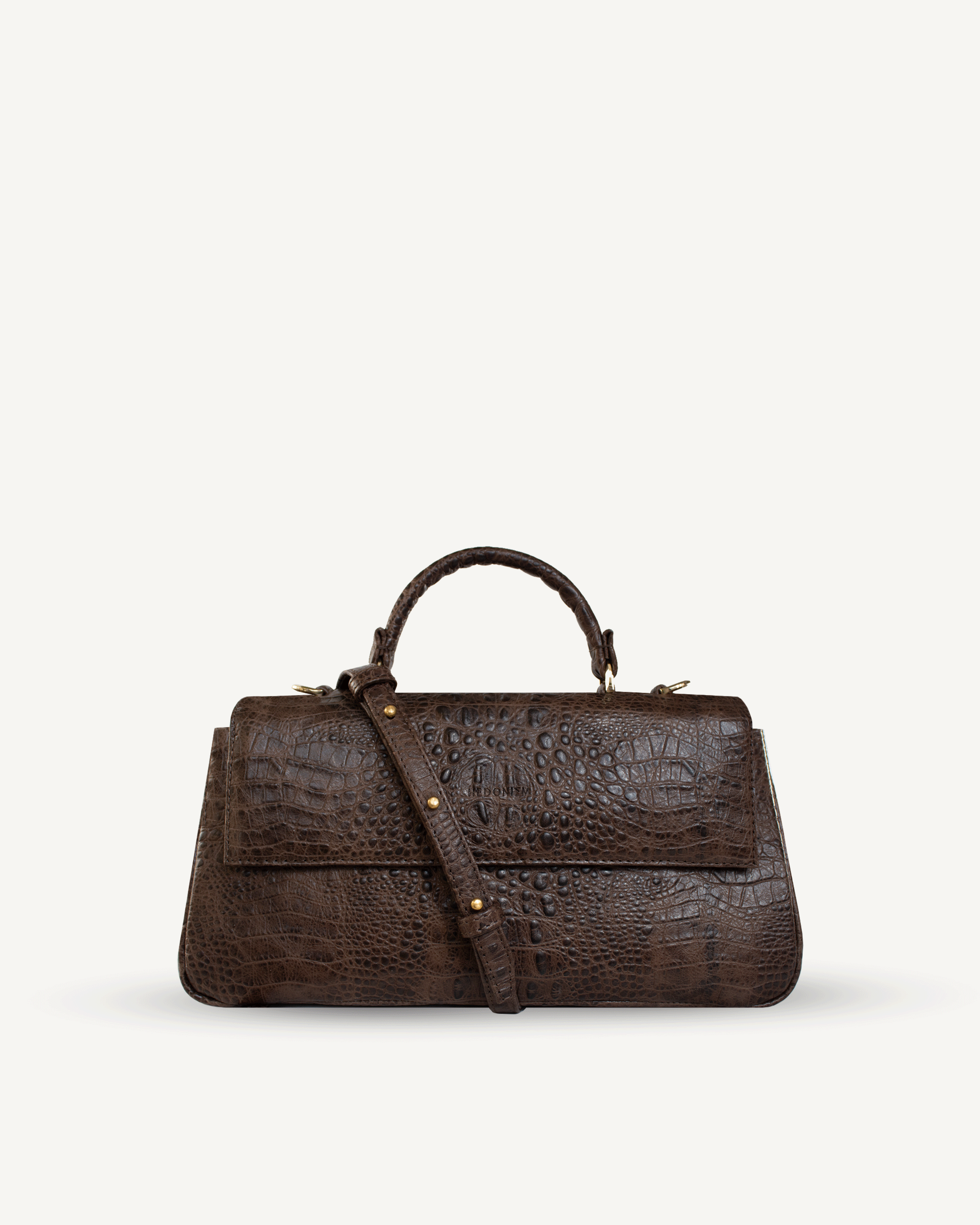 "Audrey Baguette" crocodile-embossed leather. Several leather colors.
