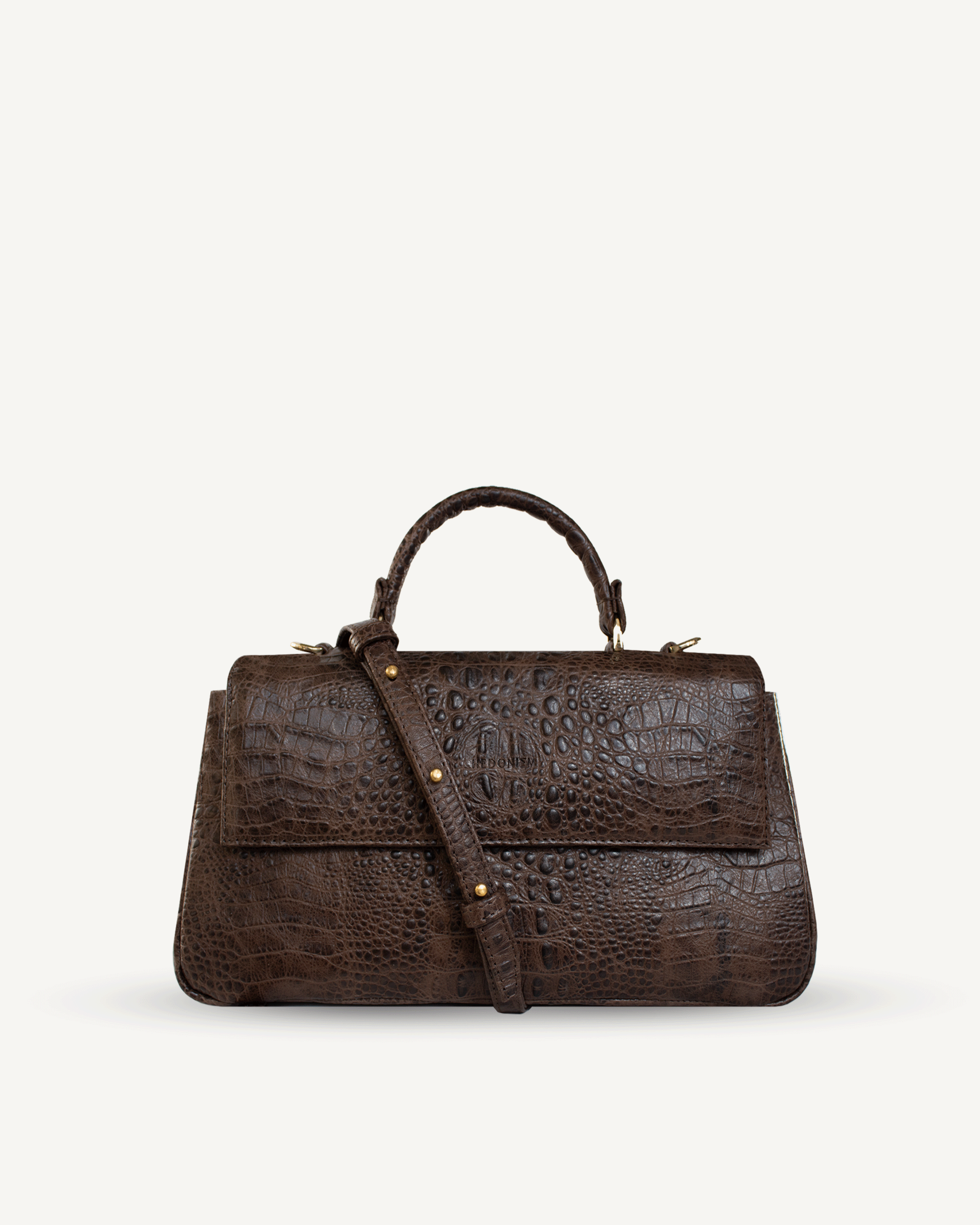 "Audrey M+" crocodile-embossed leather. Several leather colors.