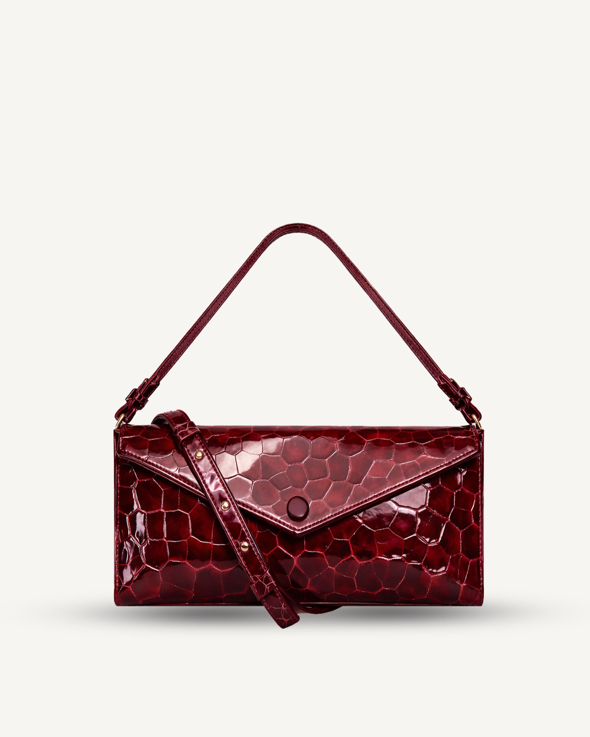 "Love Letters M" embossed patent leather. Available in several colors