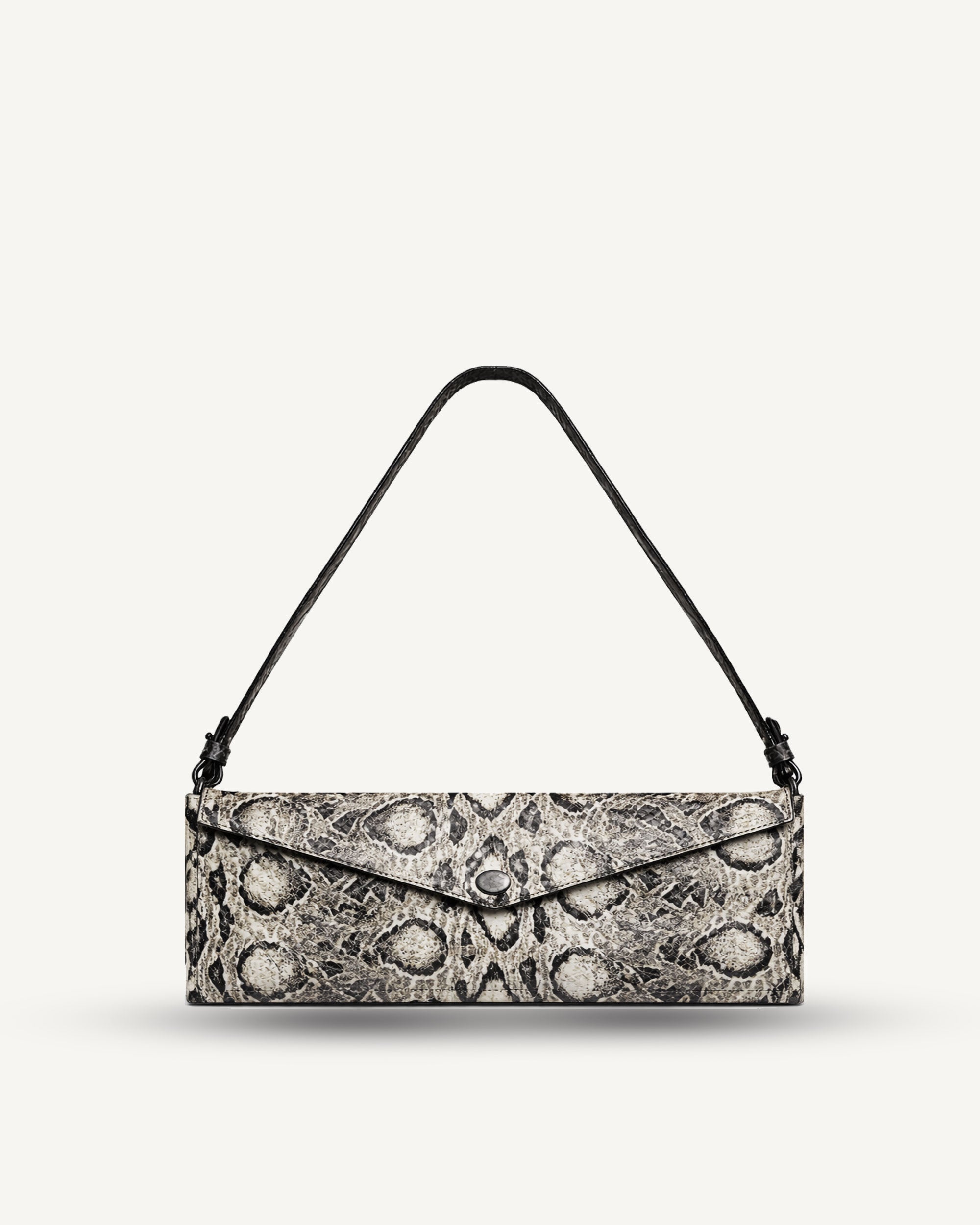 "Love Letters Night" czarno-biała lakierowana tłoczona skóra na wzór węża. Edycja Limitowana