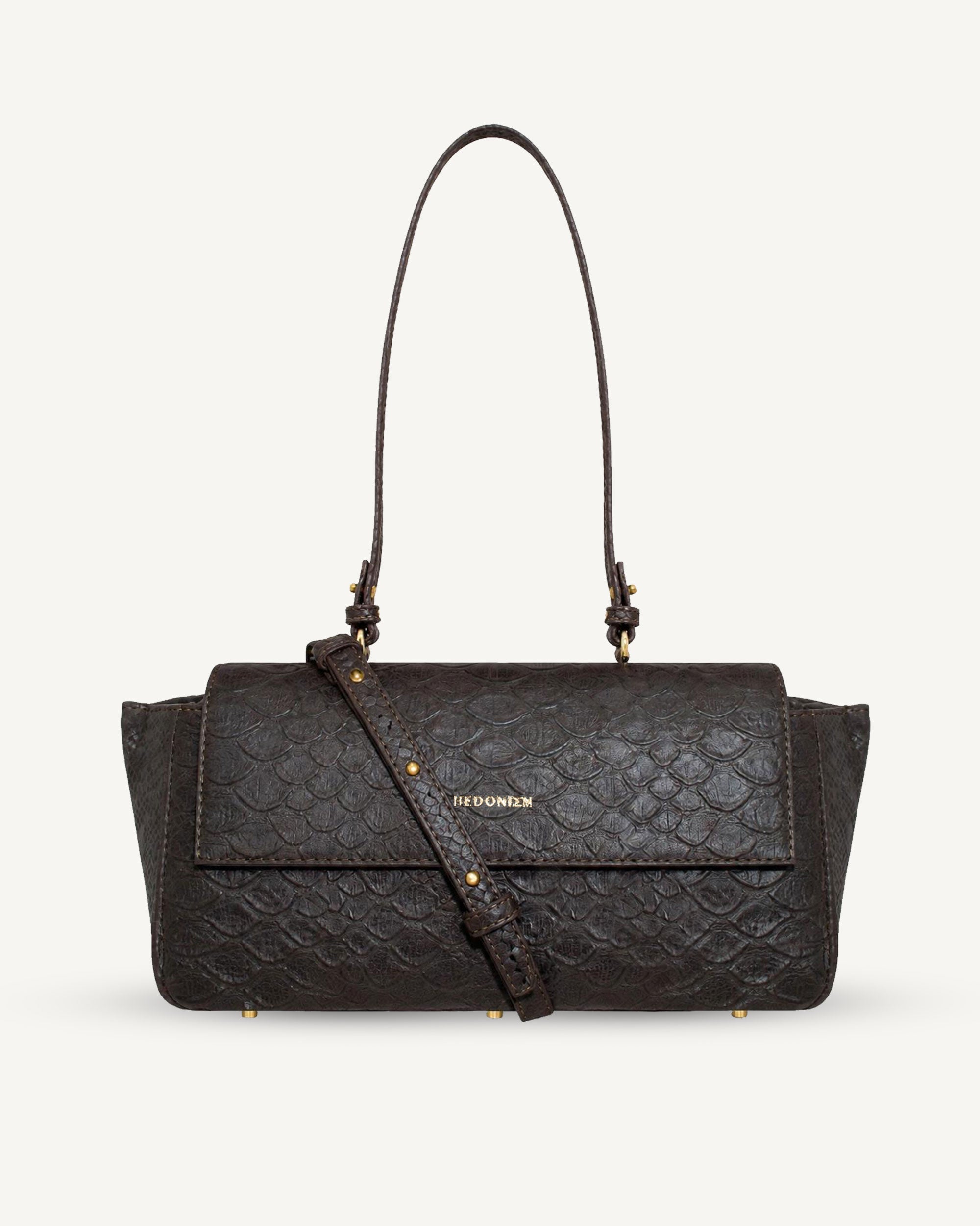 "Ophelia" crocodile-embossed leather. Available in several colors.