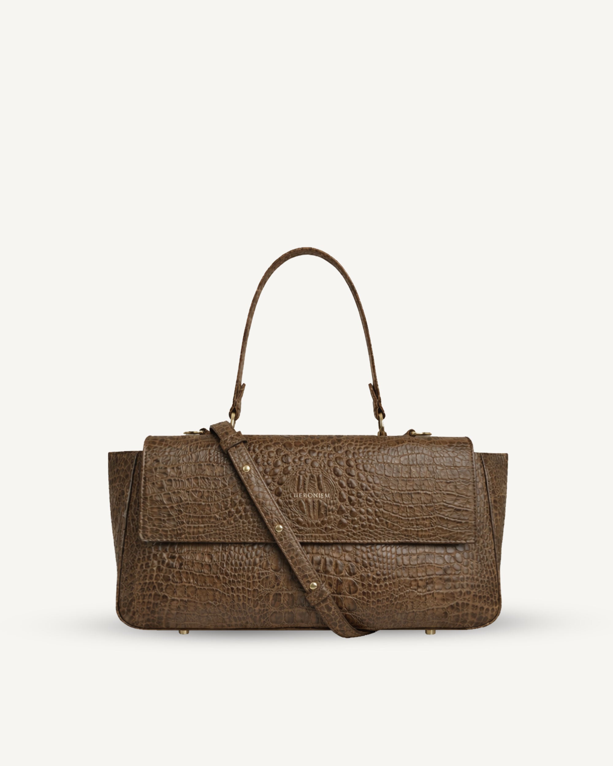 "Ophelia" crocodile-embossed leather. Available in several colors.