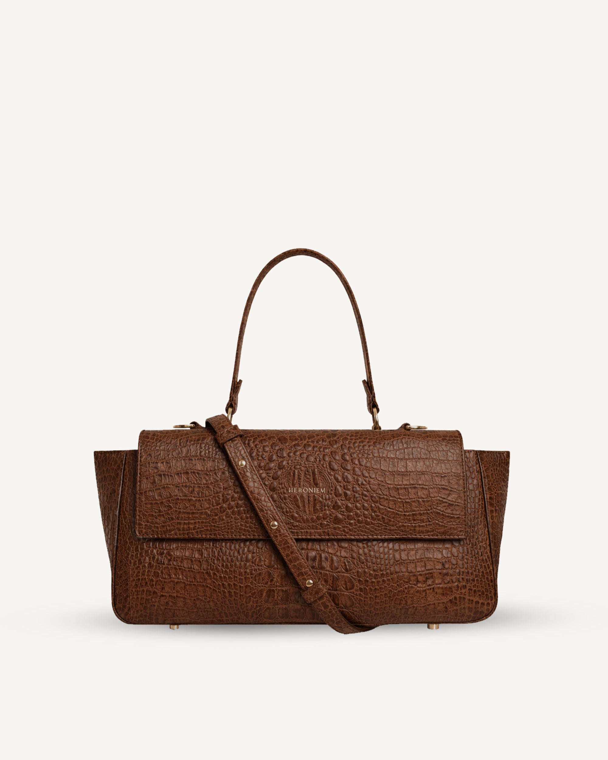 "Ophelia" crocodile-embossed leather. Available in several colors.