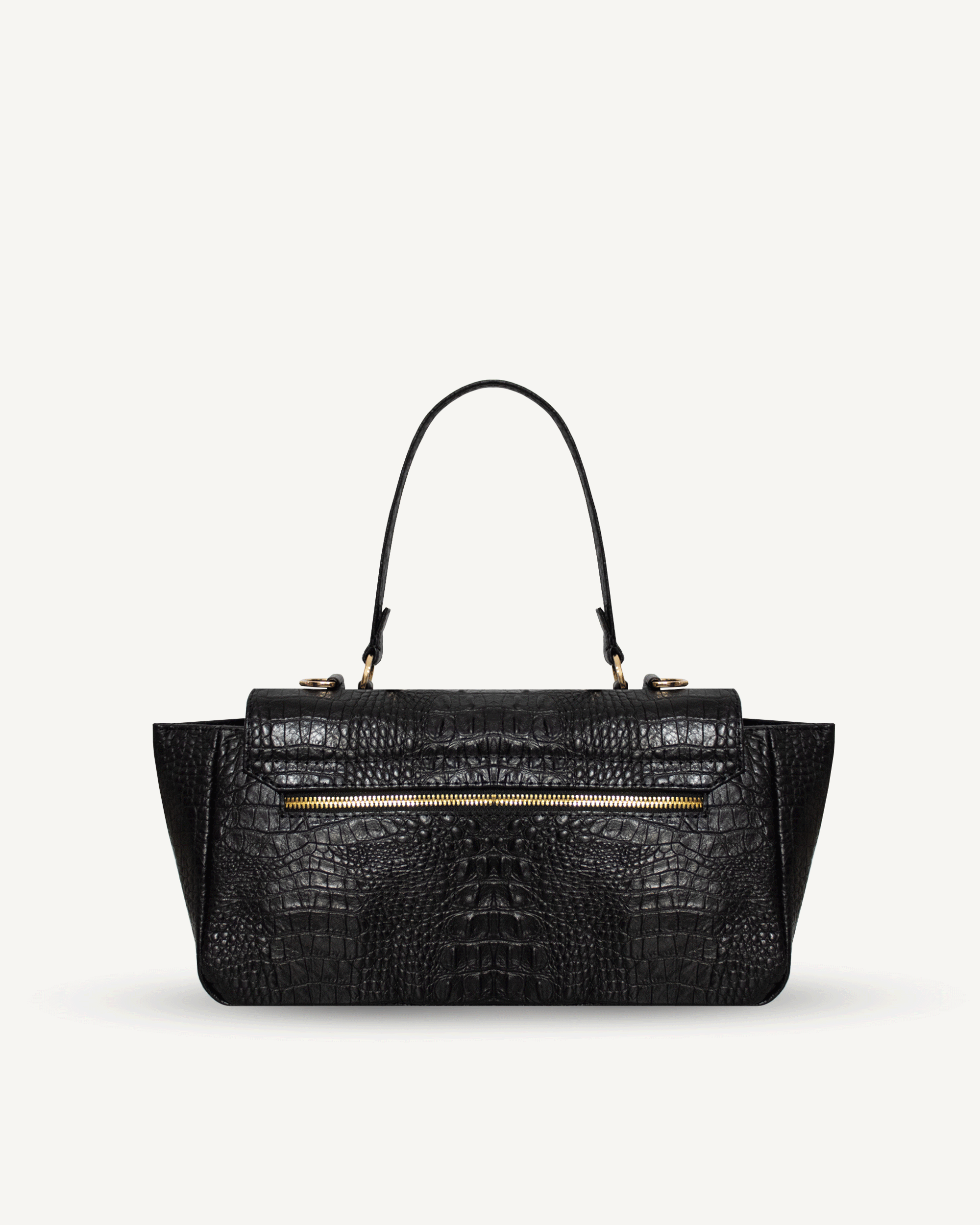 "Ophelia" crocodile-embossed leather. Available in several colors.