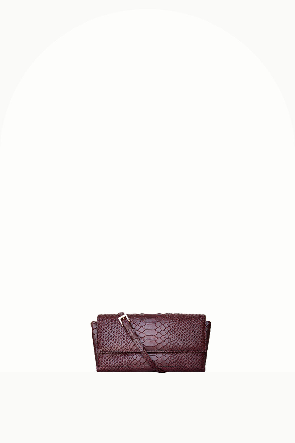 "All in one" 4-in-1 handbag, burgundy snake-embossed leather