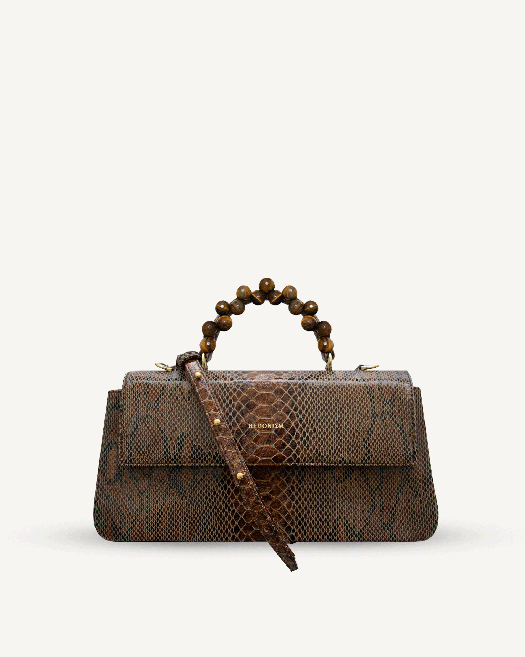 "Audrey Baguette" tiger eye bag, snake-pattern leather, two colors