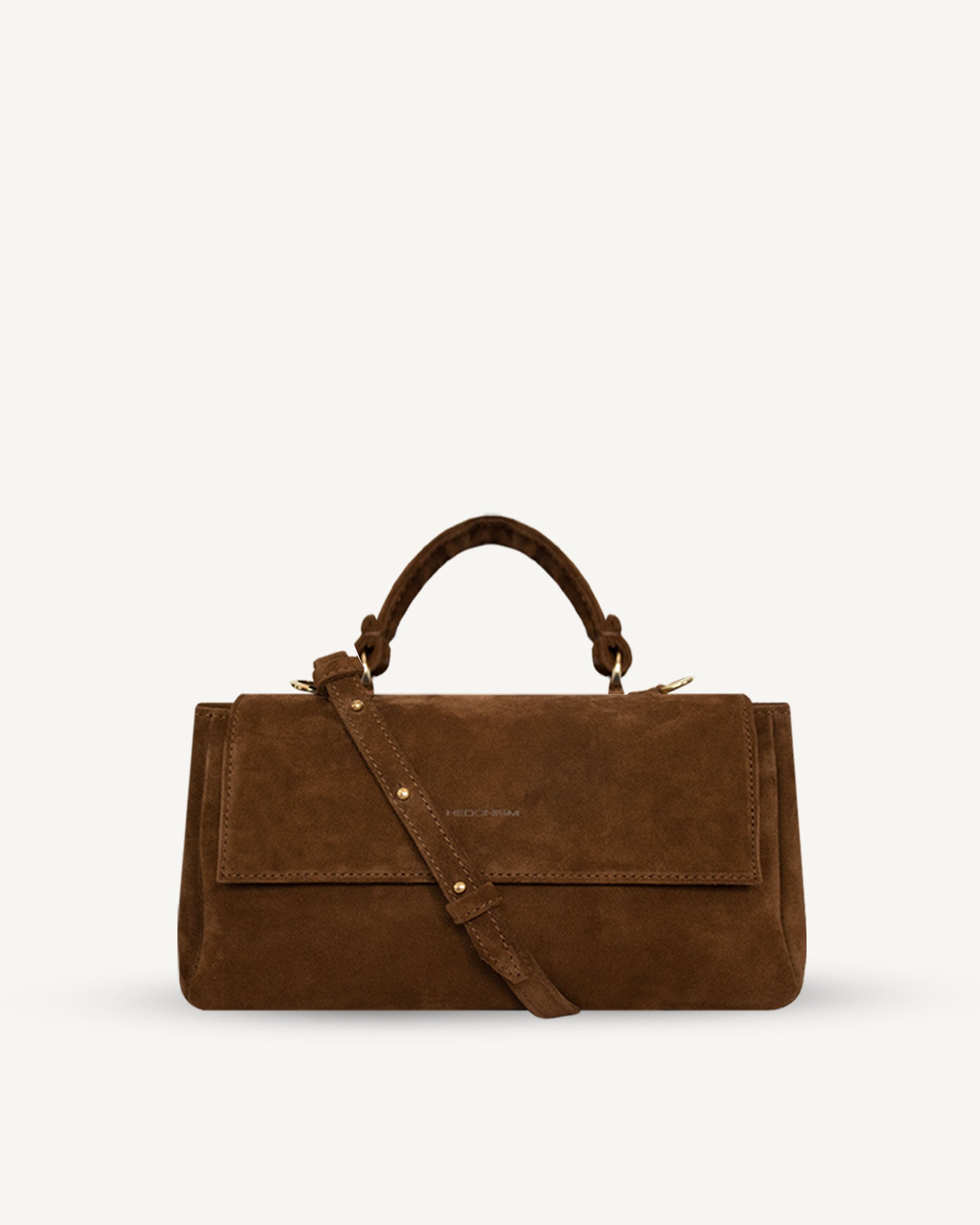 "Audrey" handbag with handle embossed on ostrich leather. Two colors