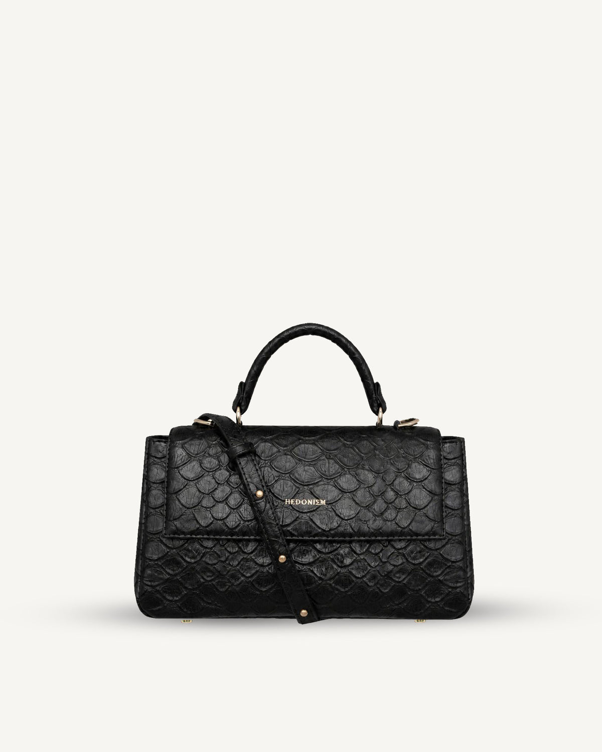 "Audrey" embossed scale-effect leather. Available in two colours