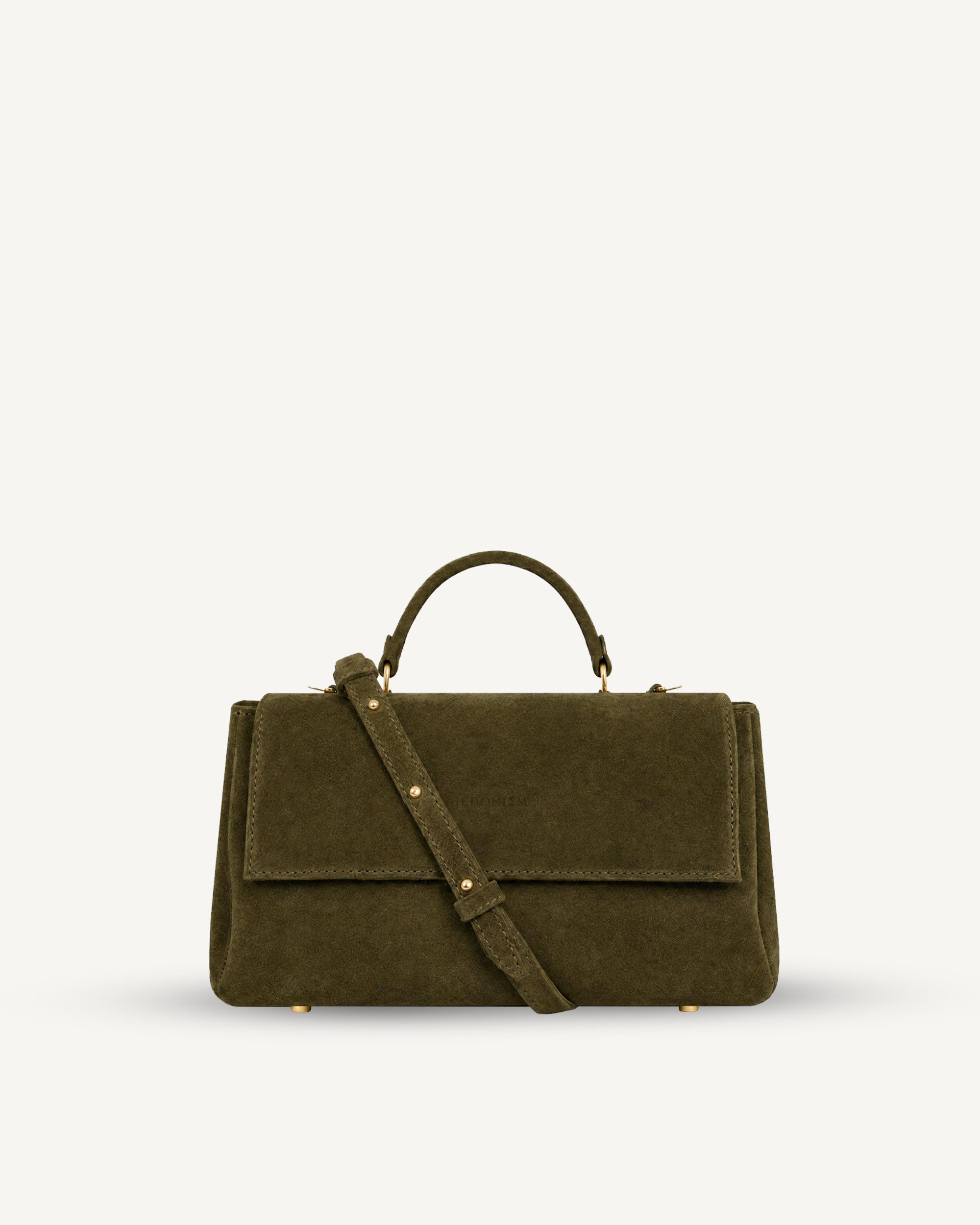 "Audrey" handbag with handle embossed on ostrich leather. Two colors