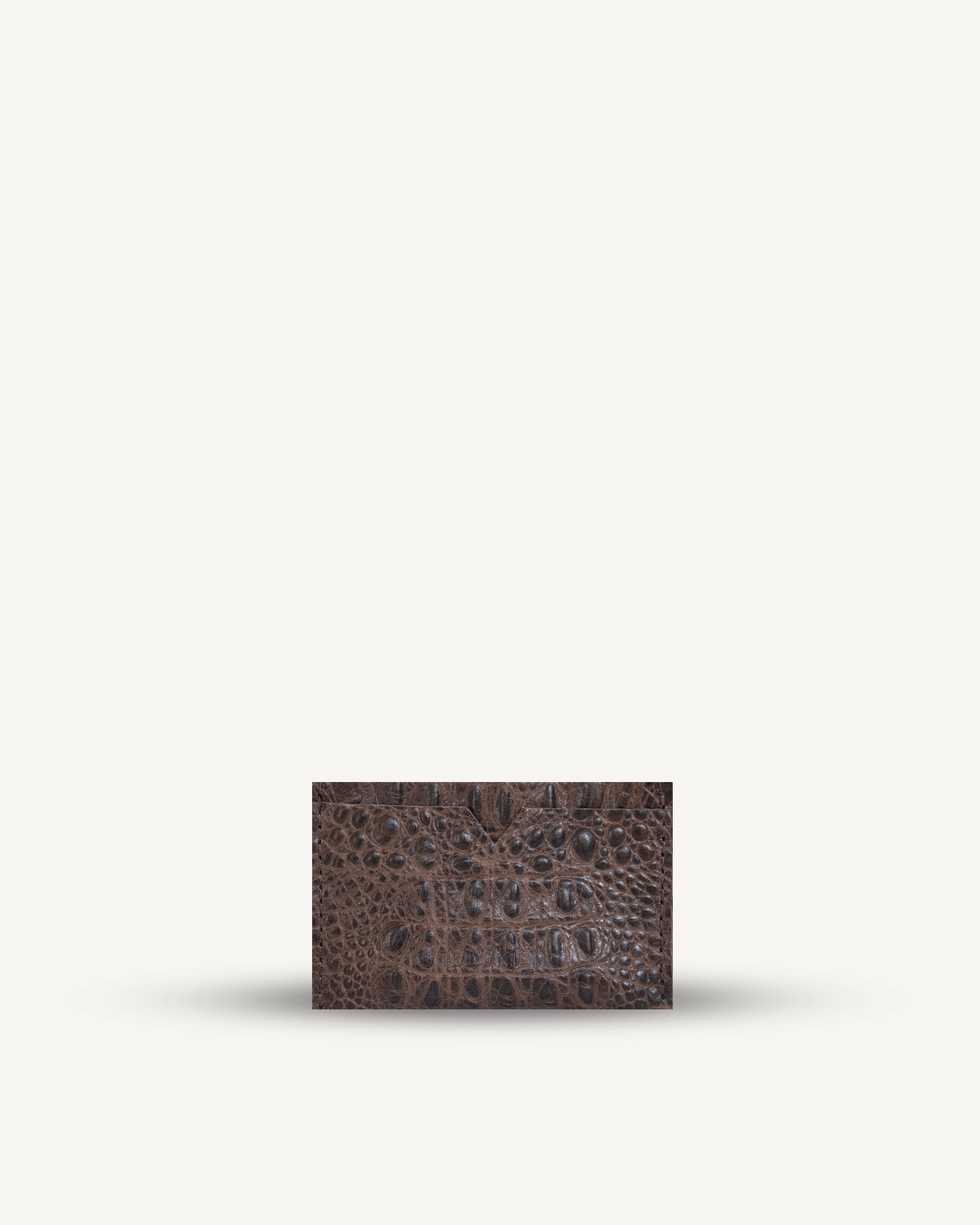 Cardholder "V" chocolate crocodile-embossed leather, five colors