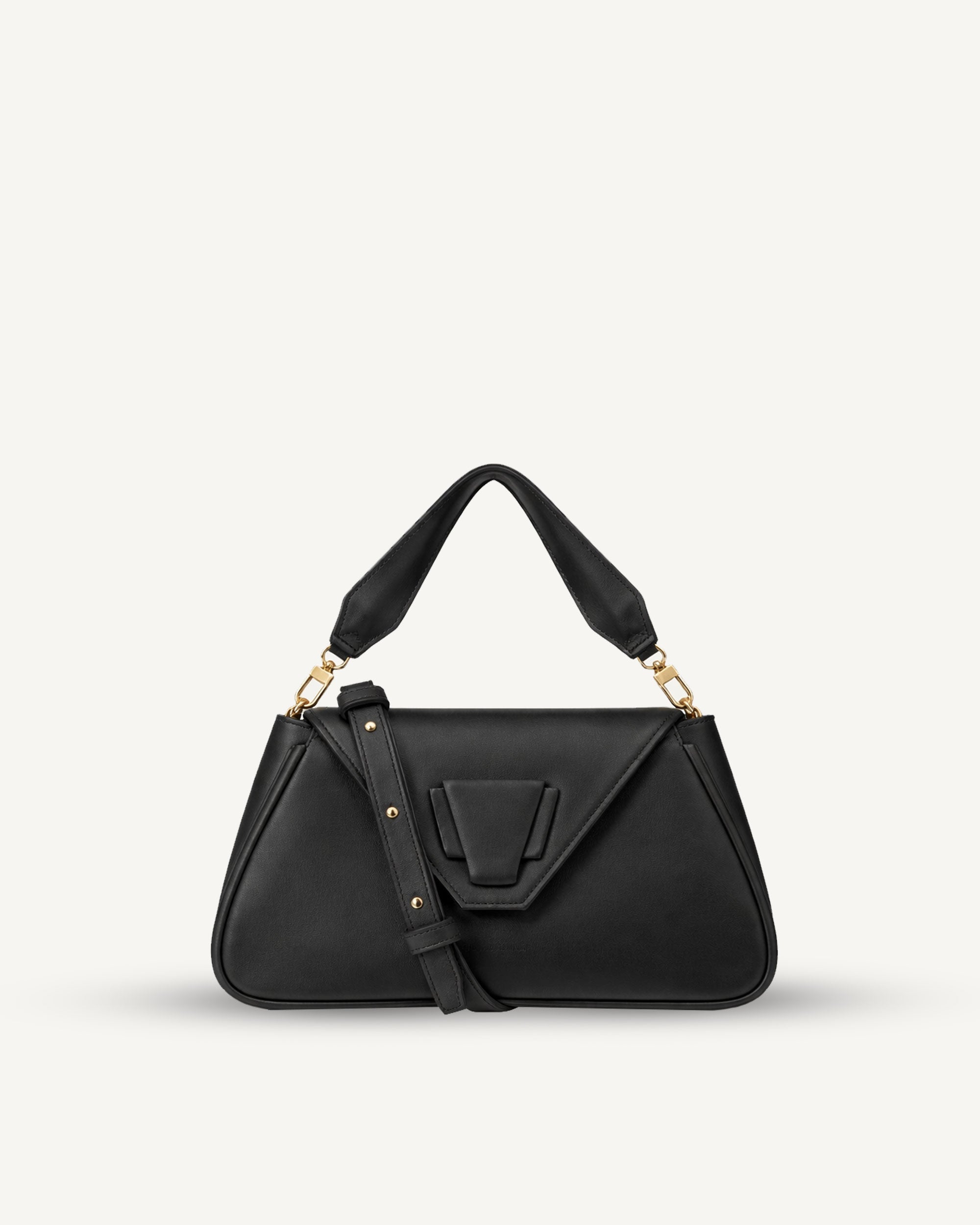 "Marquise de Montespan" black smooth leather and crocodile embossed