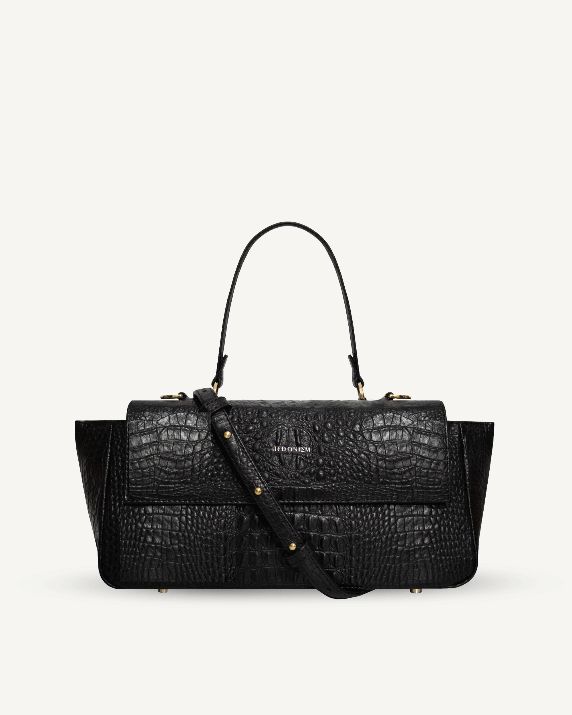 "Ophelia" crocodile-embossed leather. Available in several colors.